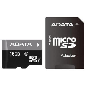 .16GB MicroSD (Class 10) UHS-I (U1) +SD adapter, ADATA Premier "AUSDH16GUICL10-RA1" (R/W:50/10MB/s)