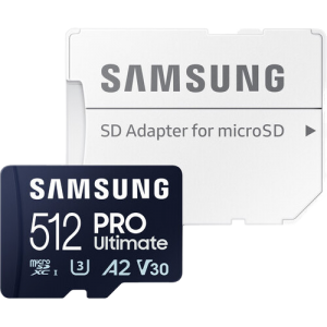512GB MicroSD (Class 10) UHS-I (U3)+SD adapter, Samsung PRO Ultimate "MB-MY512SA" (R/W:200/130MB/s)