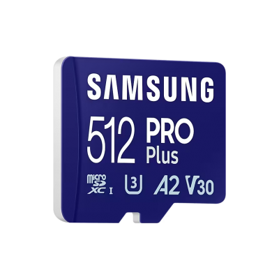 512GB MicroSD (Class 10) UHS-I (U3) +SD adapter, Samsung PRO Plus "MB-MD512SA" (R/W:180/130MB/s)