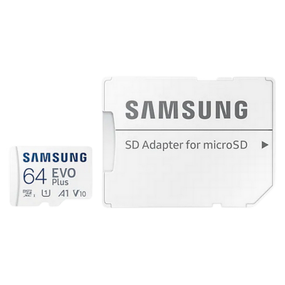 .64GB MicroSD (Class 10). UHS-I (U1)+SD adapter, Samsung EVO Plus "MB-MC64KA" (R:130MB/s)