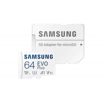 .64GB MicroSD (Class 10). UHS-I (U1)+SD adapter, Samsung EVO Plus "MB-MC64KA" (R:130MB/s)