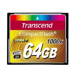 .64GB CompactFlash Card, Hi-Speed 1000X, Transcend "TS64GCF1000" (R/W: 160/120MB/s)