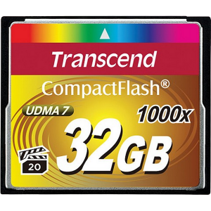 .32GB CompactFlash Card, Hi-Speed 1000X, Transcend "TS32GCF1000" (R/W: 160/120MB/s)
