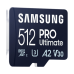 512GB MicroSD (Class 10) UHS-I (U3)+SD adapter, Samsung PRO Ultimate "MB-MY512SA" (R/W:200/130MB/s)