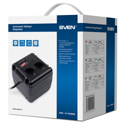 Stabilizer Voltage SVEN  VR-V1000  max.500W, Output sockets: 2 × CEE 7/4