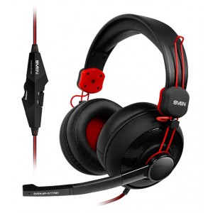 Gaming Headset SVEN AP-G777MV, 40mm drivers, 20-20000Hz, 32 Ohm, 110dB, 298g., 3.5mm, Black/Red