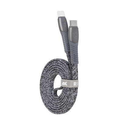 Type-C to Type-C Cable Rivacase PS6105 GR12, nylon braided, 1.2M, Gray
