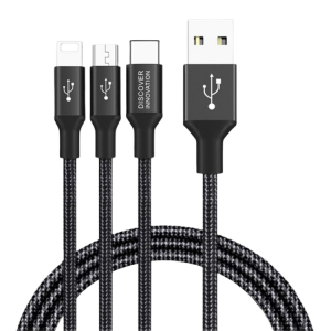 3in1 Cable Nillkin, Swift, Micro-USB/Type-C/Lightning, 1.5M, Black