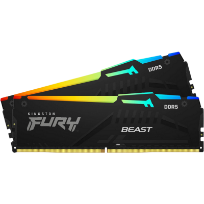 64GB DDR5-6000MHz  Kingston FURY Beast RGB (Kit of 2x32GB) (KF560C40BBAK2-64), CL40-40-40, 1.35V,Blk