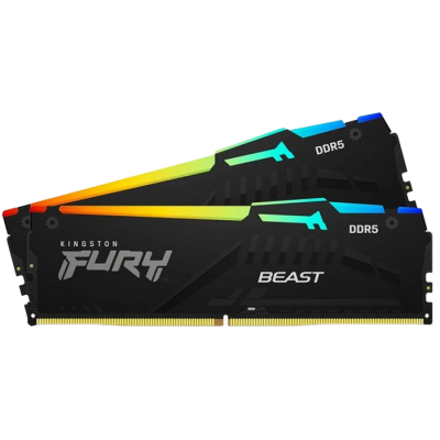 64GB DDR5-5600MHz  Kingston FURY Beast RGB (Kit of 2x32GB) (KF556C40BBAK2-64), CL40-40-40, 1.25V,Blk