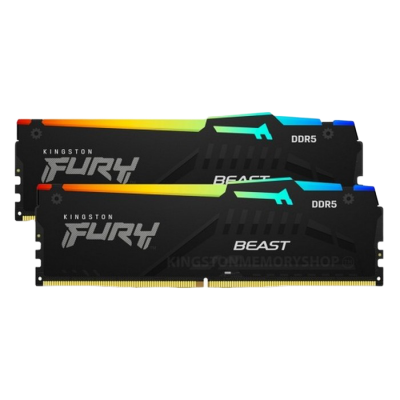 64GB DDR5-5600MHz  Kingston FURY Beast RGB (Kit of 2x32GB) (KF556C40BBAK2-64), CL40-40-40, 1.25V,Blk