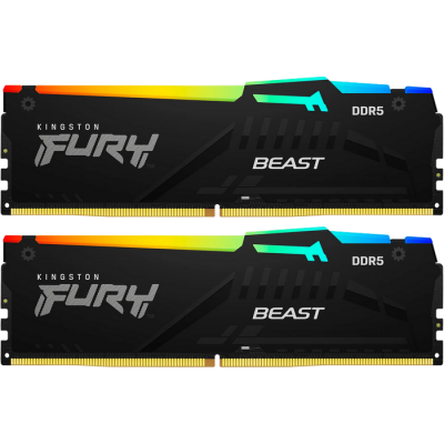 64GB DDR5-5600MHz  Kingston FURY Beast RGB (Kit of 2x32GB) (KF556C40BBAK2-64), CL40-40-40, 1.25V,Blk