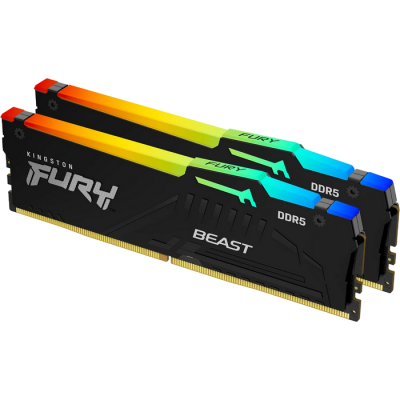 64GB DDR5-5600MHz  Kingston FURY Beast RGB (Kit of 2x32GB) (KF556C40BBAK2-64), CL40-40-40, 1.25V,Blk