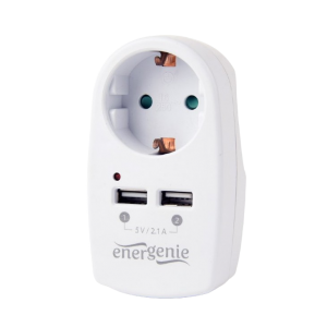 Power socket built-in, Out:1xCEE 7/4, 2xUSB, White, protective shutters, Energenie EG-ACU2-02