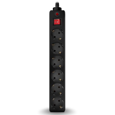 Surge Protector   6 Sockets,  3.0m,  Sven Optima, BLACK, Retail color box, flame-retardant