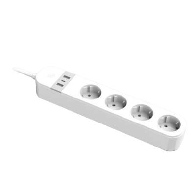 Smart power strip  Gembird TSL-PS-S4U-01-W, 4 sockets, 1.5 m, with USB charger 2x USB Type-A, 1x USB Type-C, white