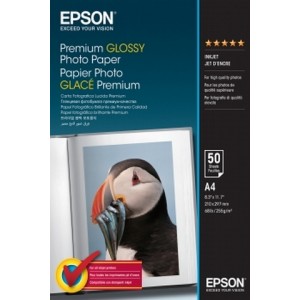 A4 EPSON Premium Glossy Photo Paper, 50 Sheets, C13S041624