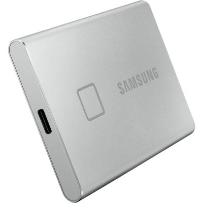 1.0TB (USB3.2/Type-C) Samsung Portable SSD T7 Touch, FP ID, Silver (85x57x8mm, 58g, R/W:1050MB/s)