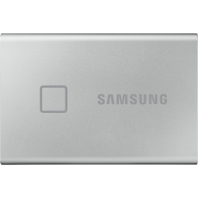 1.0TB (USB3.2/Type-C) Samsung Portable SSD T7 Touch, FP ID, Silver (85x57x8mm, 58g, R/W:1050MB/s)