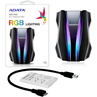 1.0TB (USB3.2) 2.5" ADATA HD770G RGB IP68 Rugged, Water/Shock/Dustproof, Black (AHD770G-1TU32G1-CBK)