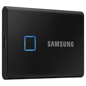 2.0TB (USB3.2/Type-C) Samsung Portable SSD T7 Touch, FP ID, Black (85x57x8mm, 58g, R/W:1050MB/s)