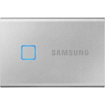 1.0TB (USB3.2/Type-C) Samsung Portable SSD T7 Touch, FP ID, Silver (85x57x8mm, 58g, R/W:1050MB/s)