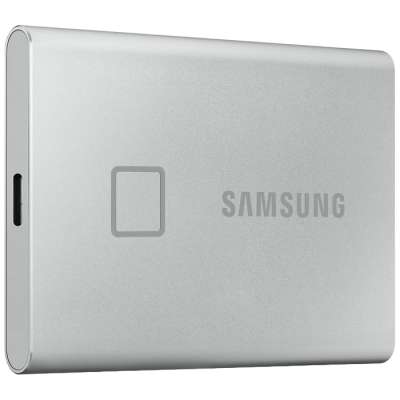 1.0TB (USB3.2/Type-C) Samsung Portable SSD T7 Touch, FP ID, Silver (85x57x8mm, 58g, R/W:1050MB/s)