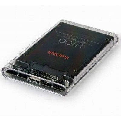 2.5" SATA HDD External Case (USB 3.0),  Transparent plastic, 9.5 mm, Gembird "EE2-U3S9-6"