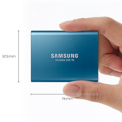 .500GB (USB3.2/Type-C) Samsung Portable SSD T5 "MU-PA500B/WW", Blue (74x57x10.5mm, 51g, R/W:540MB/s)
