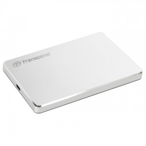 2.0TB (USB3.1/Type-C) 2.5" Transcend "StoreJet 25C3S", Silver, Aluminum Casing, Ultra-Slim&Light   