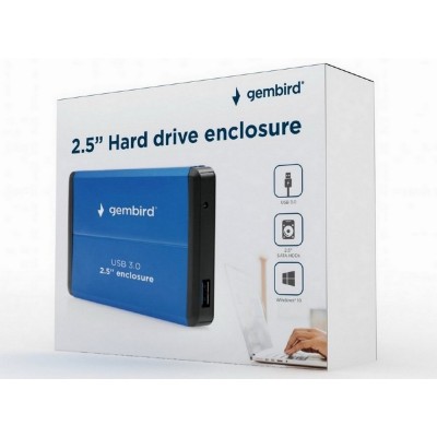 2.5" SATA HDD External Case (USB 3.0),  Blue, Gembird "EE2-U3S-2-B"