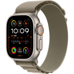 Apple Watch Ultra 2 GPS + Cellular 49mm Titanium Case with Olive Alpine Loop - Medium,  MREY3