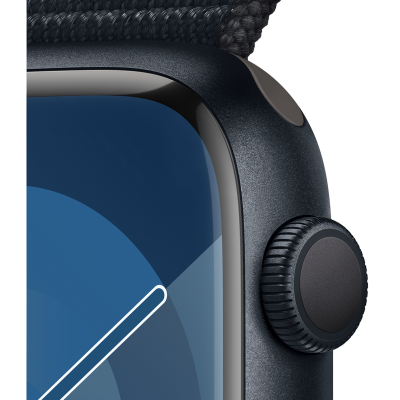 Apple Watch Series 9 GPS, 45mm Midnight Aluminium Case with Midnight Sport Loop, MR9C3