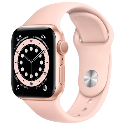 Apple Watch Series 6 GPS, 40mm Aluminum Case with Pink Sand Sport Band, MG123 GPS, Gold