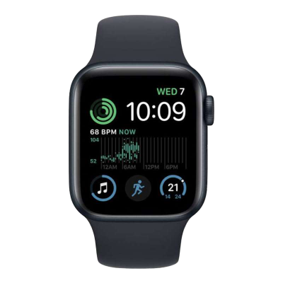 Apple Watch SE 2 44mm Aluminum Case with Midnight Sport Band, MNK03 GPS, Midnight