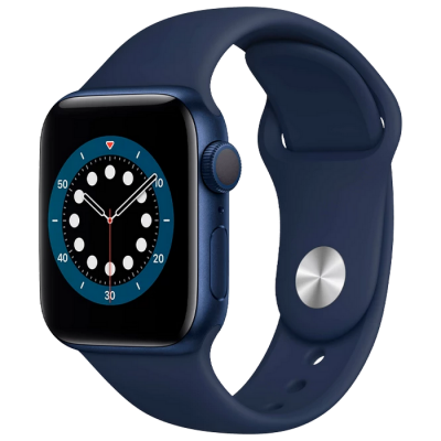 Apple Watch Series 6 GPS, 44mm, Aluminum Case with Deep Navy Sport Band, M00J3 GPS, Blue