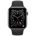 Apple Watch Series 6 GPS + Cellular, 44mm Stainless Steel Case with Black Sport Band,M09H3 ,Graphite