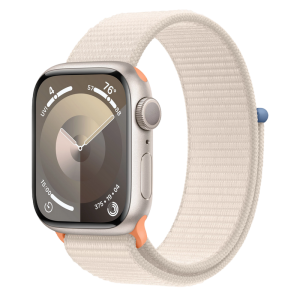 Apple Watch Series 9 GPS, 45mm Starlight Aluminium Case with Starlight Sport Loop, MR983