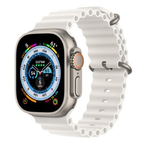 Apple Watch Ultra GPS + Cellular 49mm Titanium Case with White Ocean Band,  MNHF3