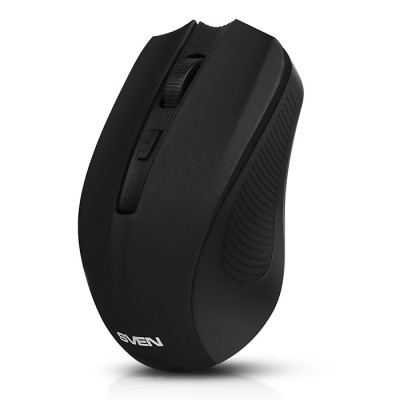 Wireless Mouse SVEN RX-350W, Optical, 600-1400 dpi, 6 buttons, Soft Touch, 2xAAA, Black