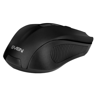 Wireless Mouse SVEN RX-350W, Optical, 600-1400 dpi, 6 buttons, Soft Touch, 2xAAA, Black