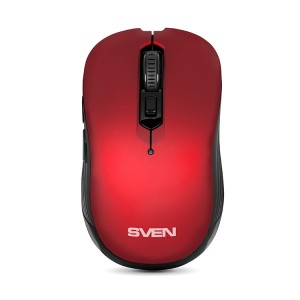 Wireless Mouse SVEN RX-560SW, Silent,  Optical, 800-1600 dpi, 6 buttons, Ergonomic, 1xAA, Red