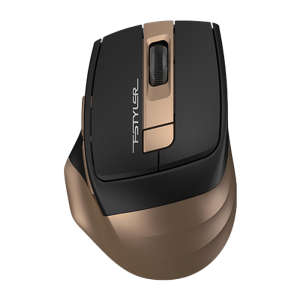 Wireless Mouse A4Tech FG35, Optical, 1000-2000 dpi, 6 buttons, Ergonomic, 1xAA, Black/Bronze, USB
