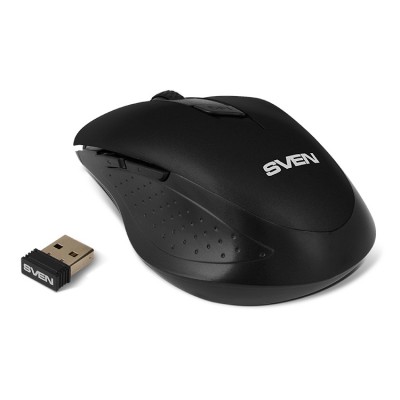 Wireless Mouse SVEN RX-425W, Optical, 800-1600 dpi, 6 buttons, Ergonomic, 1xAA, Black