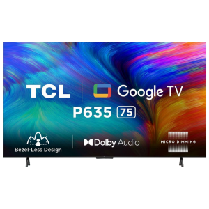 75" LED SMART TV TCL 75P635, Real 4K, 3840x2160, Google TV, Black
