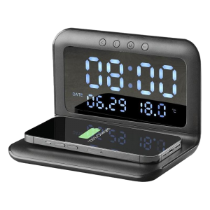 Cellularline Alarm Clock, with Wireless Charging, Black