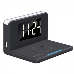 Cellularline Alarm Clock, with Wireless Charging, Black