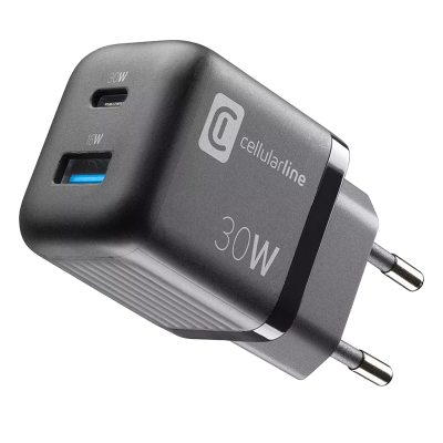 Wall Charger GAN Cellularline, 2 Ports, PD + USB, 30W, Black