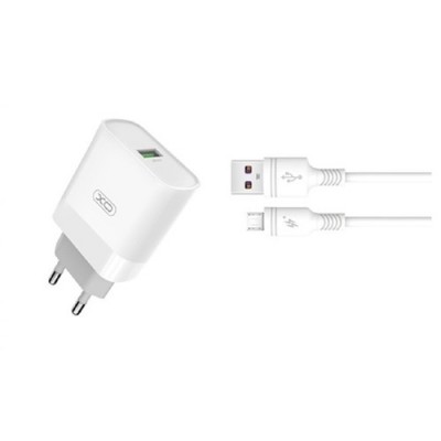 Wall Charger XO + Micro-USB Cable, 1USB, Q.C3.0 15W, L63 White