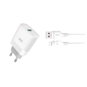 Wall Charger XO + Micro-USB Cable, 1USB, Q.C3.0 15W, L63 White